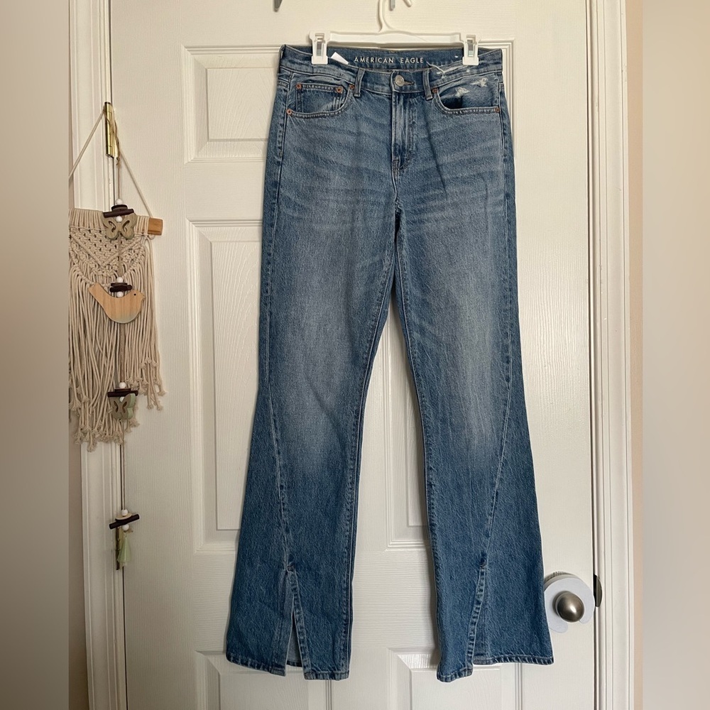 American Eagle Outfitters Women’s Blue Flare Jeans size 6 Long 100% Cotton